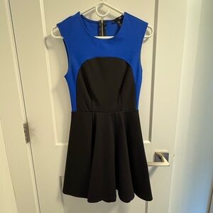 Aqua Blue and Black Sleeveless Dress